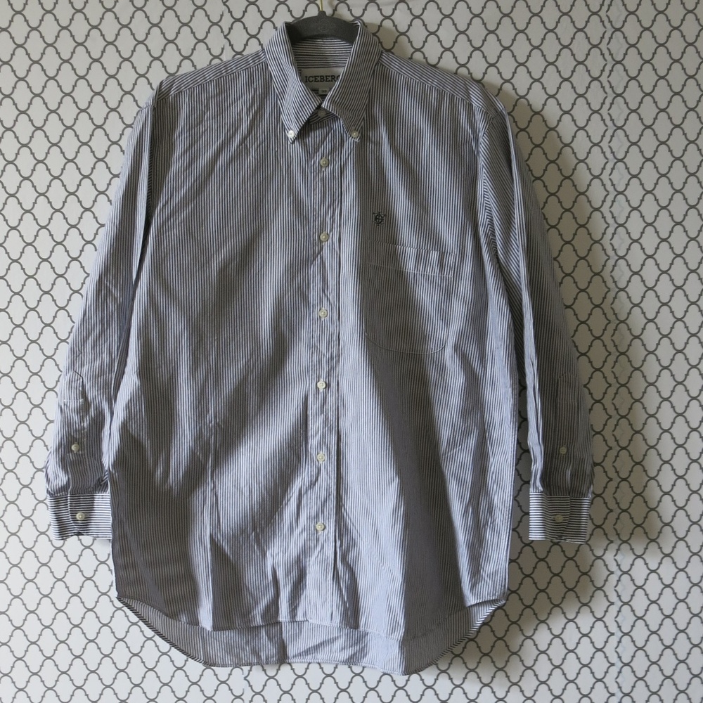 ICEBERG Long Sleeve Button Down Stripe Shirt Sz 39